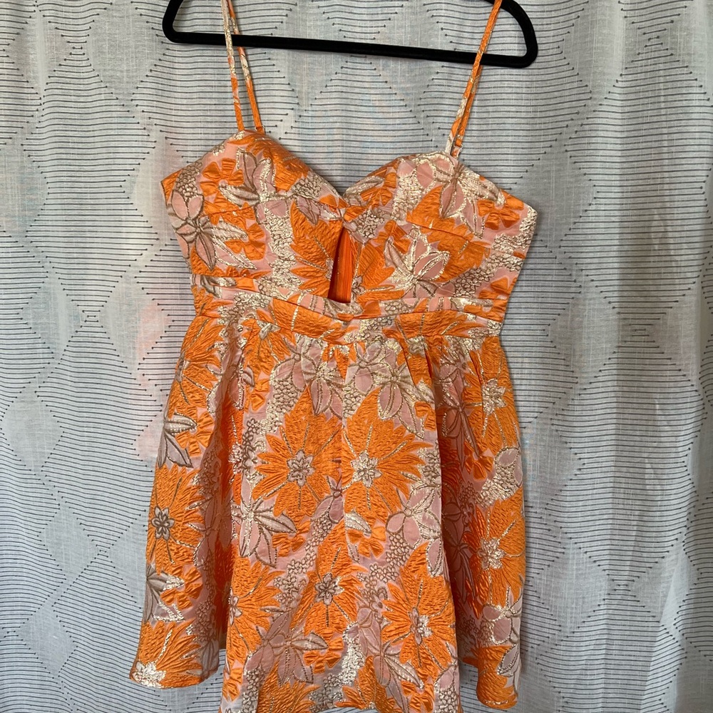 Angel Biba Orange Floral Mini Dress